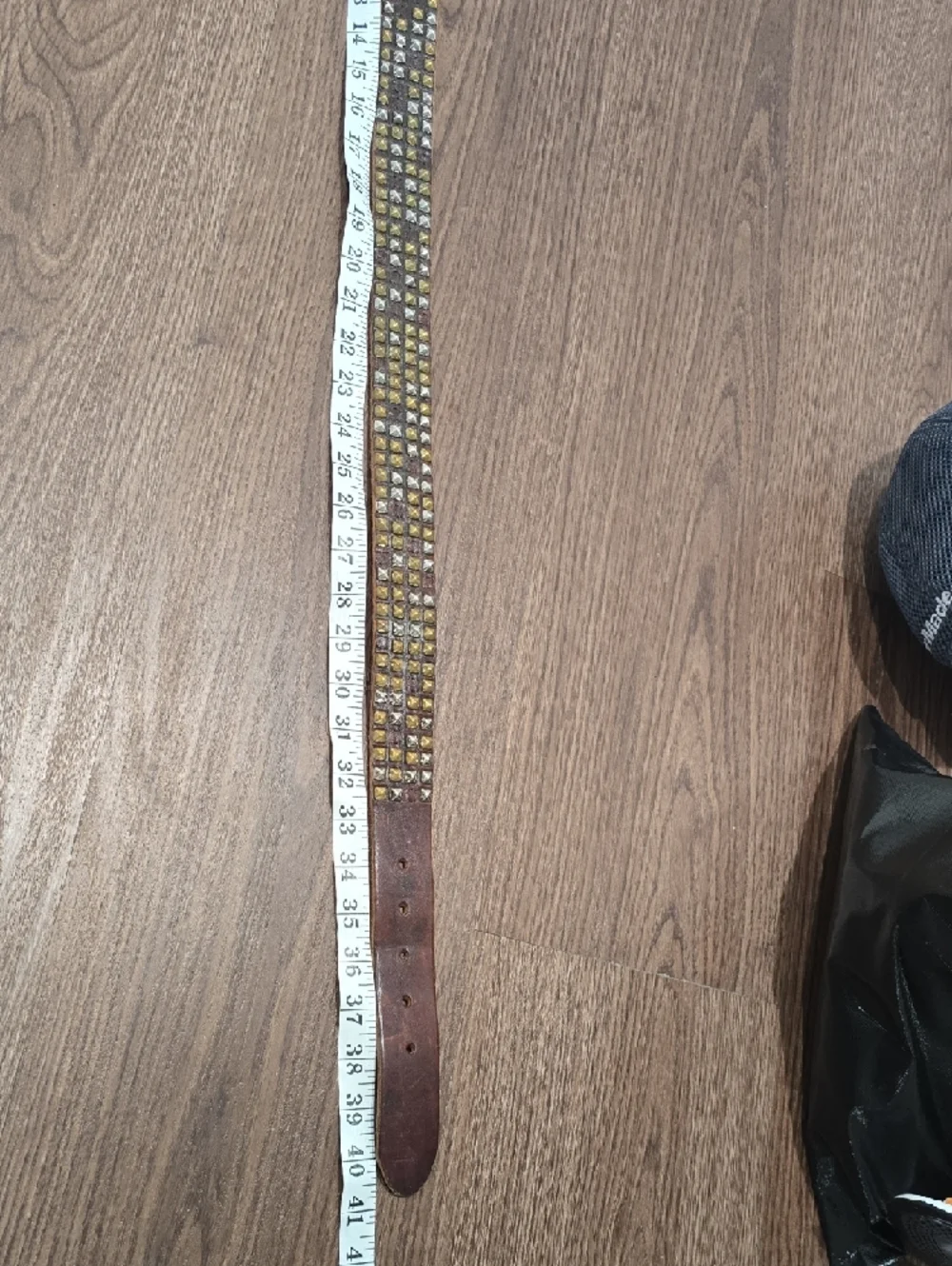 Jeff‎ Gallea Men's Brown Studded Leather Belt - Metal Pyramid Accents